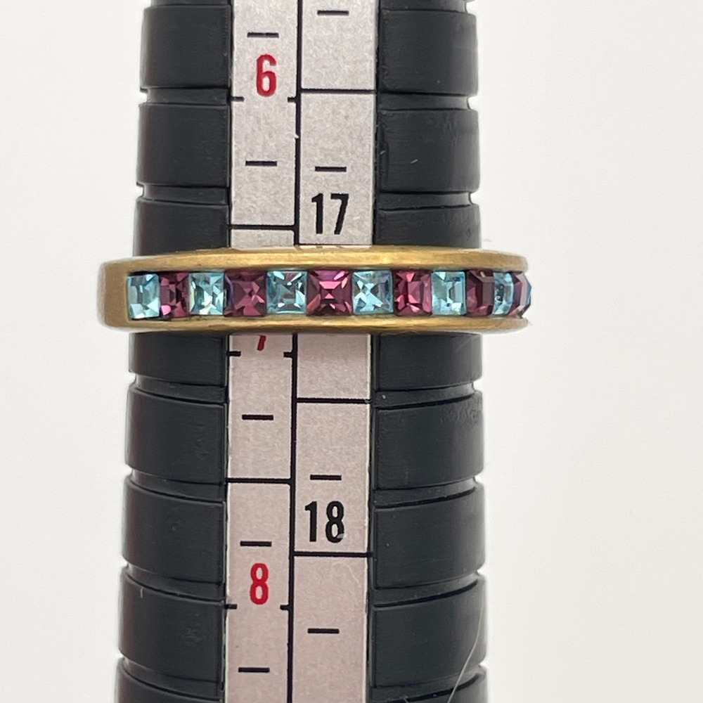 Heidi Daus Bronzetone Metal Women Size 7 Multi-Color Crystal Stackable Ring Set - Picture 5 of 9